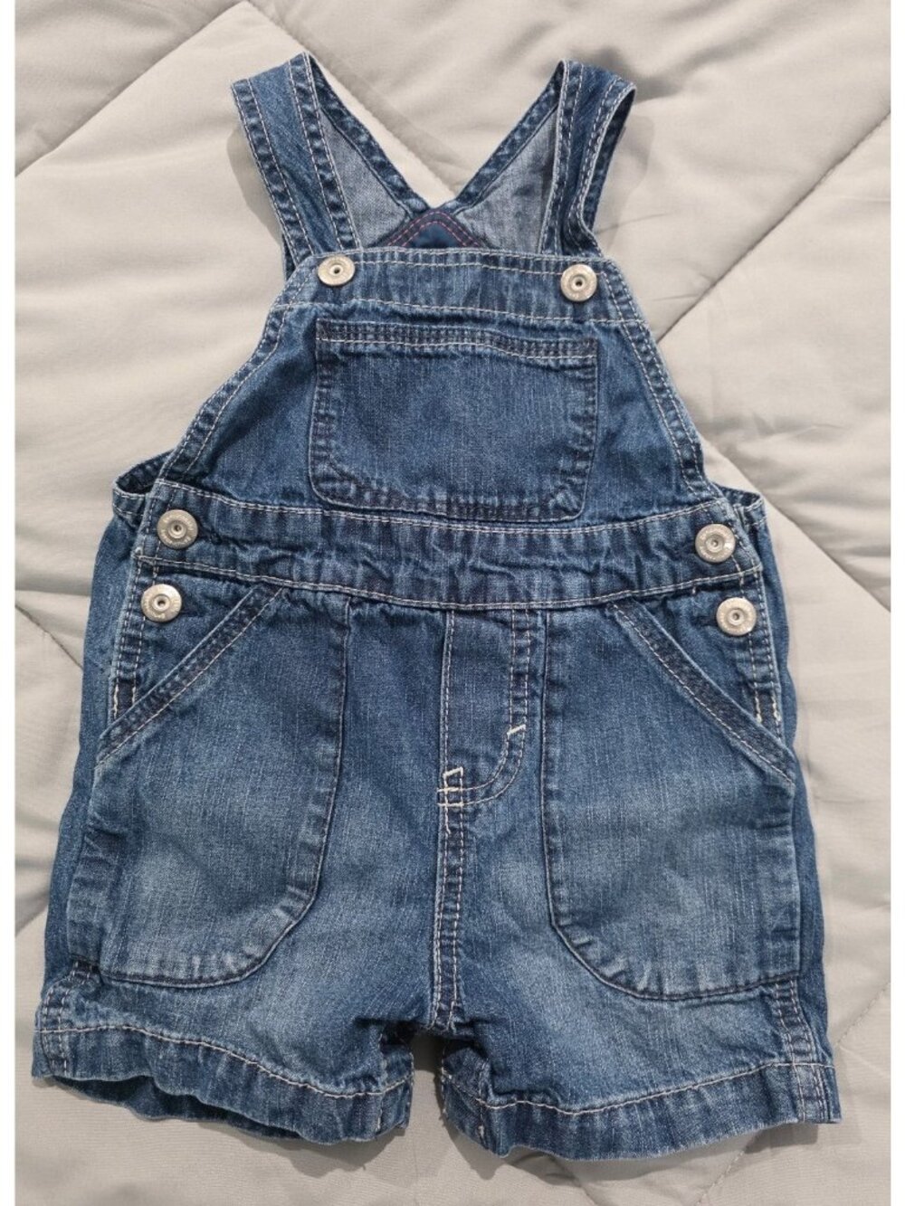 Genuine Baby by OshKosh Denim Short Overalls Size 9M Baby Jean Romper Unisex